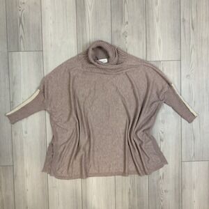 Mer Sea Poncho Turtleneck Sweater Oversized One Size Taupe Minimalist Cozy